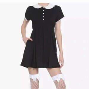 Lace Collar Black Mini Dress by Hot Topic Junior sz 1